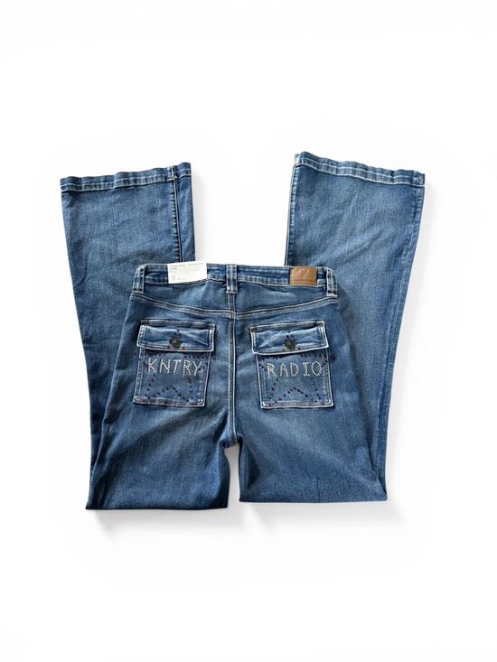 American Eagle Outfitters Denim - American Eagle Unique Beyonce Kntry Radio High Rise 12 Tall Flare Stretch Jeans